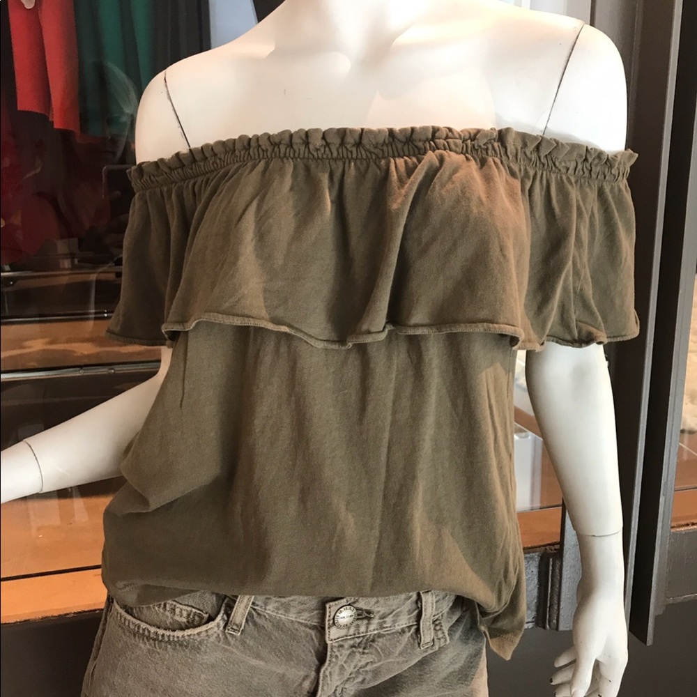 Current/Elliott off shoulder ruffle tee